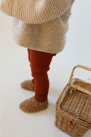 Gogo Bici Button Detail Ribbed Baby Knit Leggings