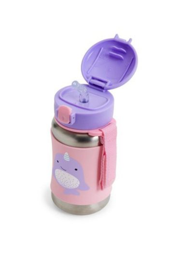 Skip Hop Zoo Narwhal Stainless Steel Water Bottle with Straw