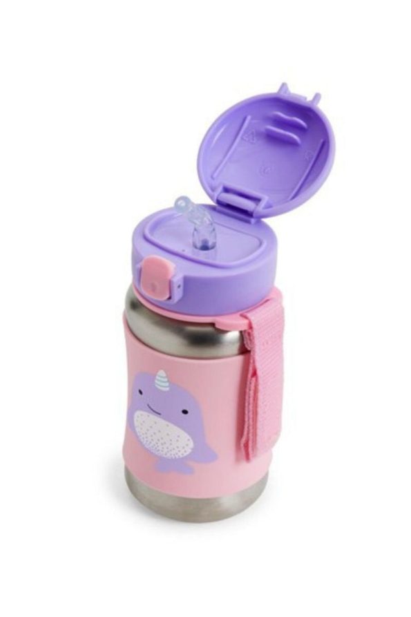 Skip Hop Zoo Narwhal Stainless Steel Water Bottle with Straw