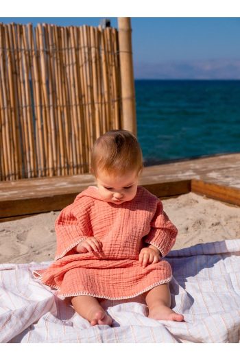 Barine Cocoon 4-Layer Muslin Baby Poncho Coral