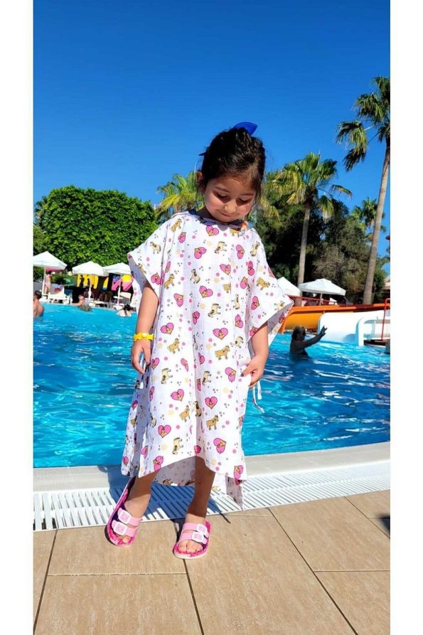 Alpar Textile Muslin Hooded 100% Cotton Kids Beach Poncho - Horse