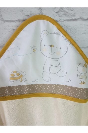 Alpar Textiles Soft Cotton Baby Bath Towel Wrap 75*75 Cm Cream/Bear