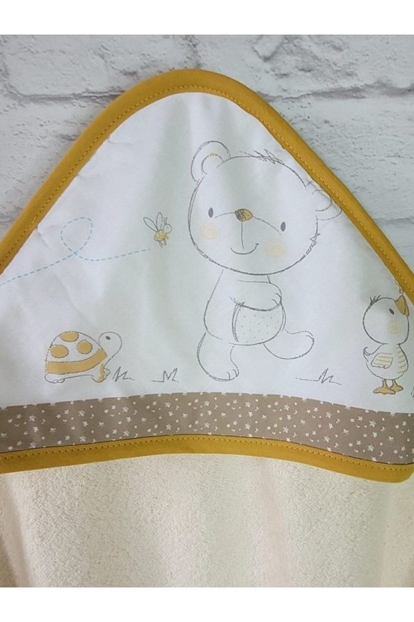 Alpar Textiles Soft Cotton Baby Bath Towel Wrap 75*75 Cm Cream/Bear