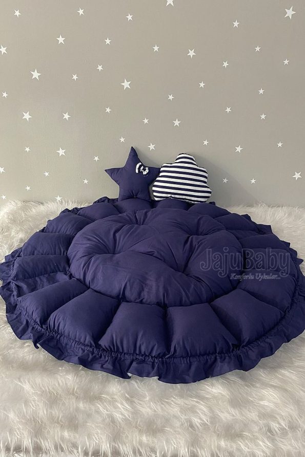 Jaju Baby Nest Navy Striped Convertible Play Mat