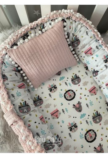 Jaju Baby Nest Powder Knit Fabric and Muslin Baby Bed