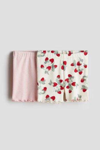Set of 2 Ribbed Short Leggings