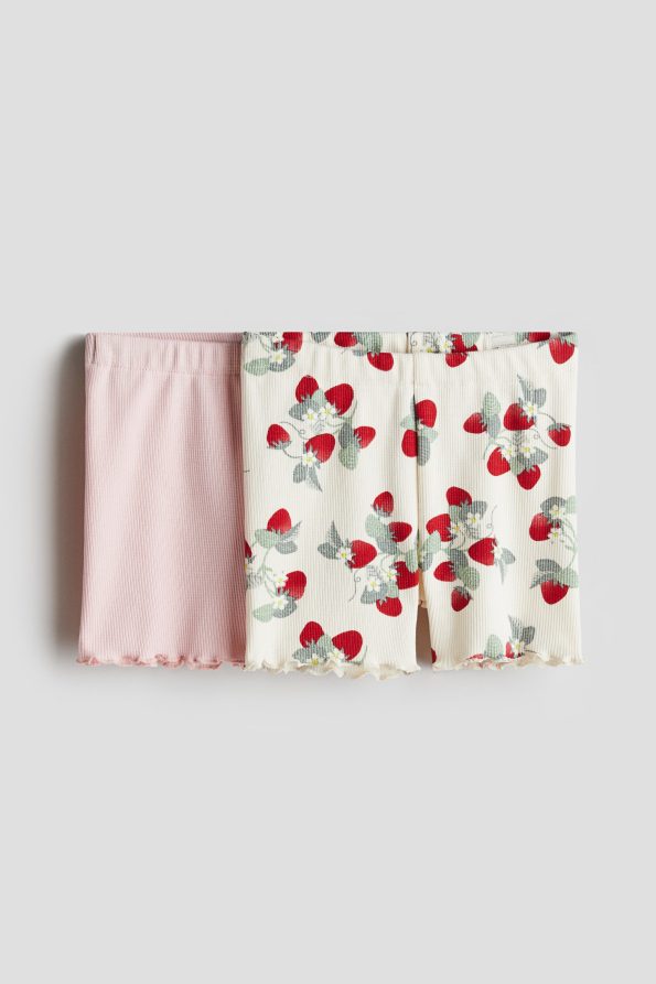 Set of 2 Ribbed Short Leggings