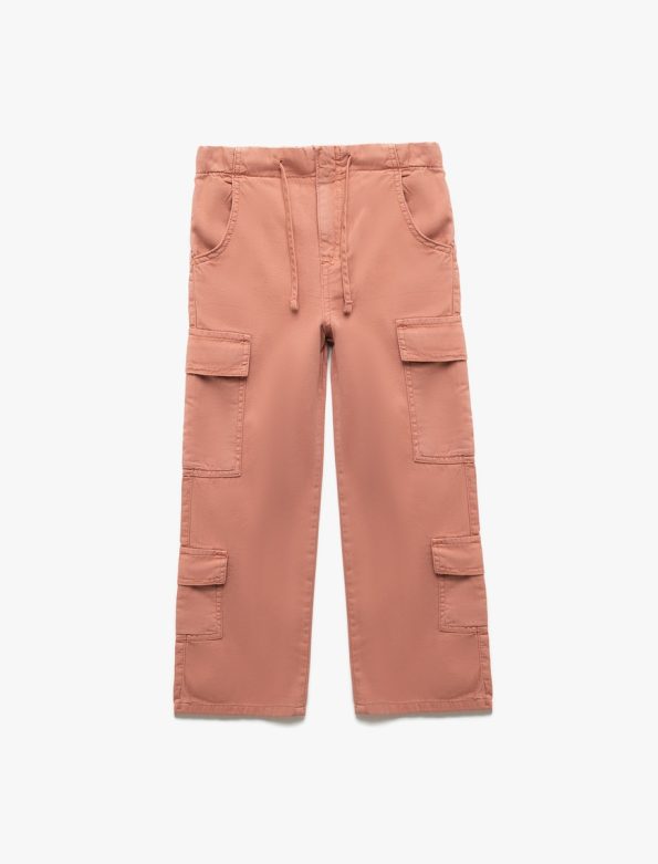 Girls' Cotton Wide Leg Denim Pants with Pocket Detail