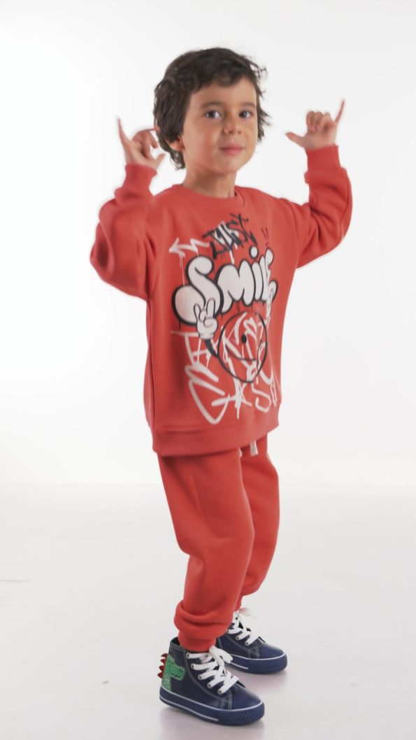 Denokids Just Smile Boys' Brick Sweat Suit