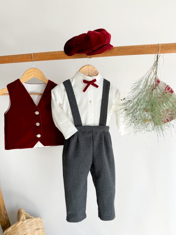 Merlin Burgundy Vest Jumpsuit-Shirt