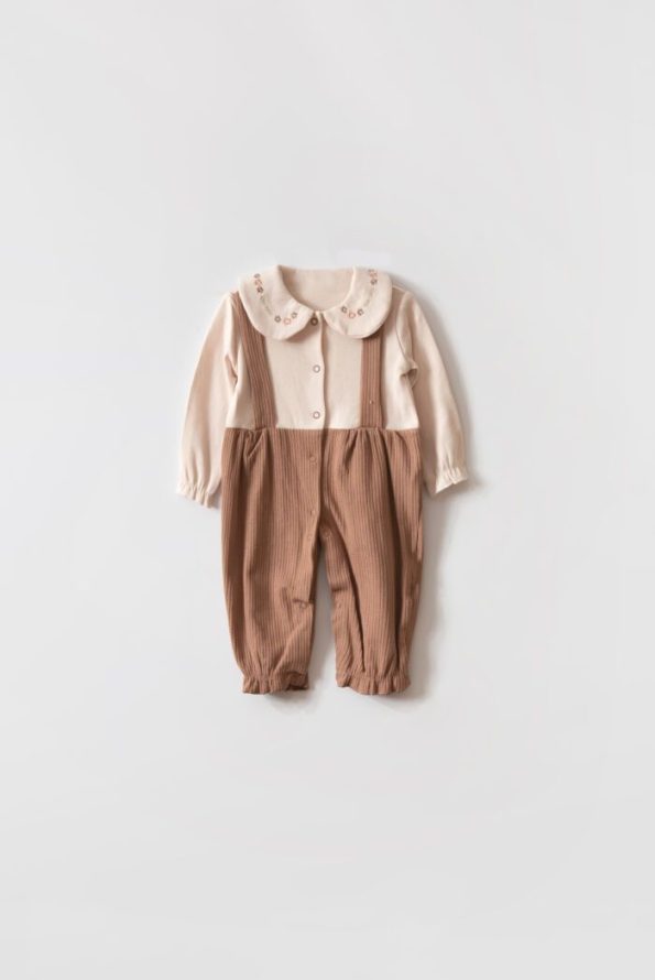 Embroidered Collar Baby Girl Jumpsuit