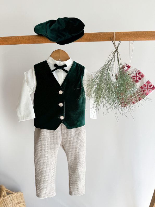 Merlin Pine Green Vest Romper Shirt