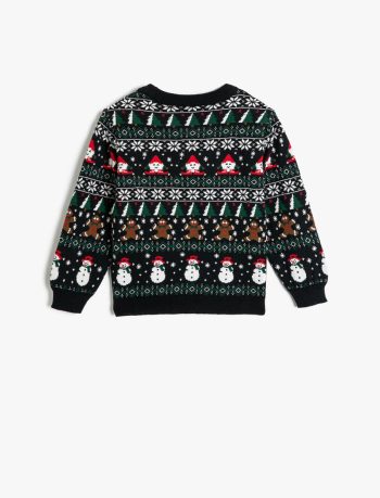 Boys' Long Sleeve Christmas Pattern Knitted Sweater