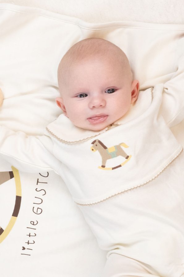 Organic Cotton Baby Collar Jumpsuit Playtime with Embroidery