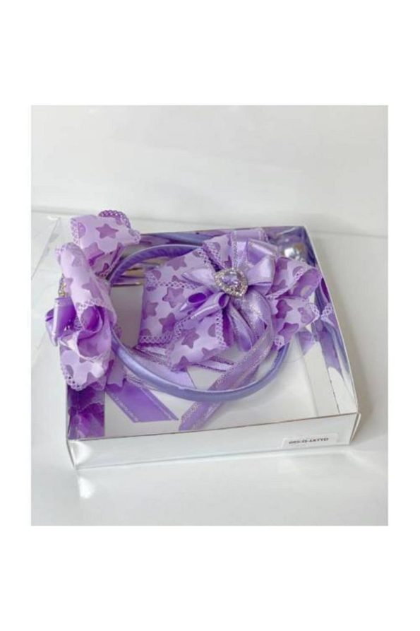 QUEEN ACCESSORY Lilac Crystal-Embellished Mother-Daughter Headband and Hairpin Set
