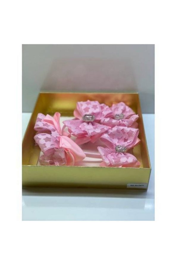 4-Piece Light Pink Star Pattern Crown and Clip Set for Mothers and Daughters