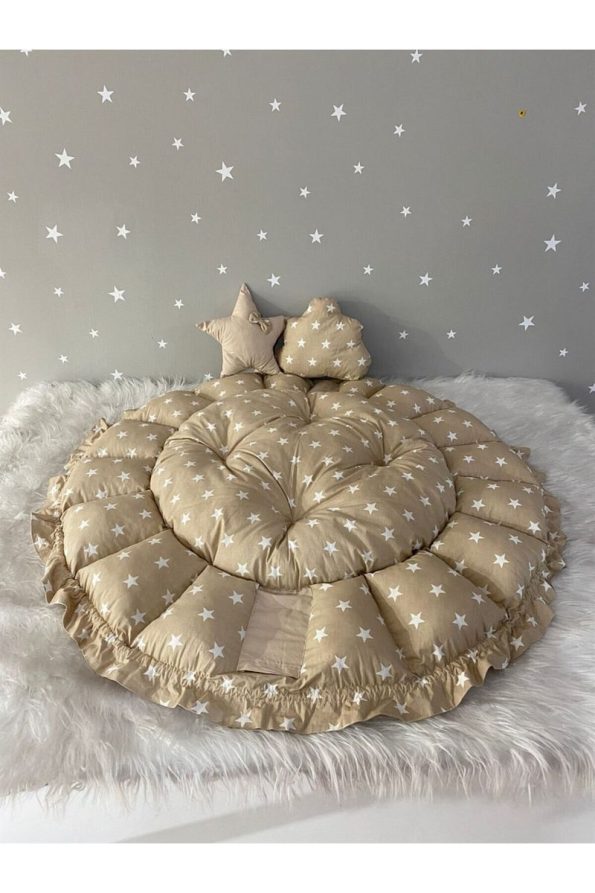Jaju Baby Brown Starry Portable Play Mat with Canopy
