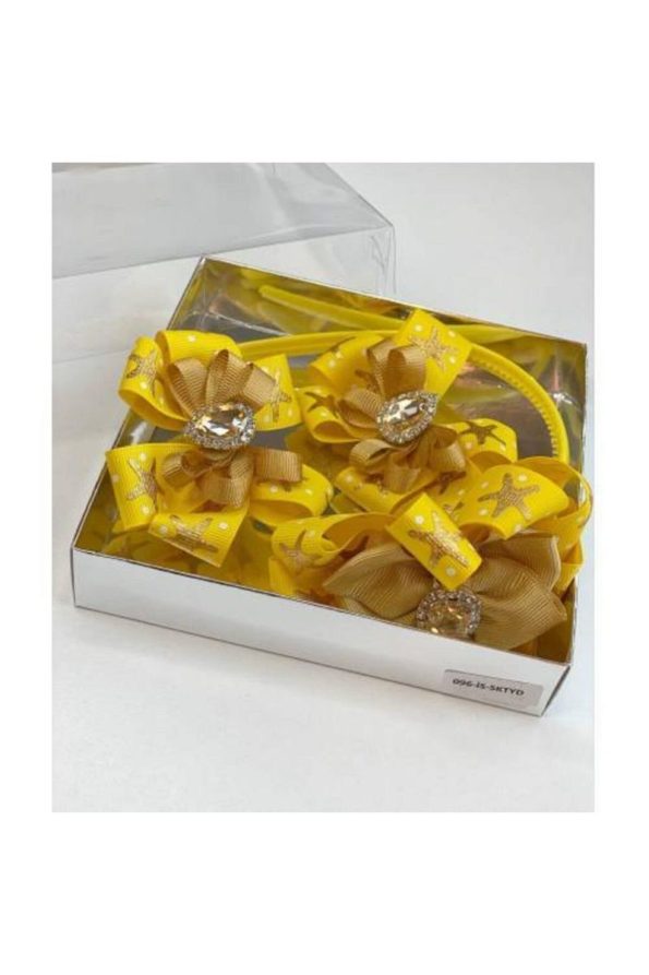QUEEN ACCESSORY Yellow Crystal-Studded Mother-Daughter Hair Accessory Set