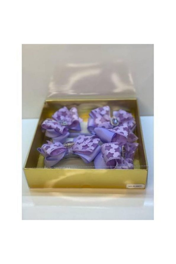 QUEEN ACCESSORIES Purple 4-Piece Star Pattern Mother-Daughter Baby Hair Accessories Set