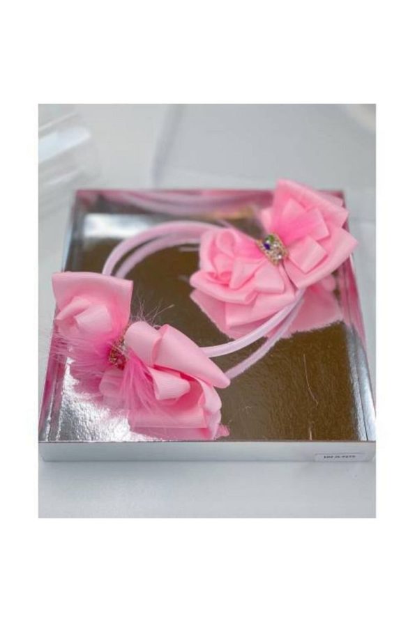 QUEEN ACCESSORIES Pink 2-Piece Satin Headband and Hairpin Set for Mothers and Daughters