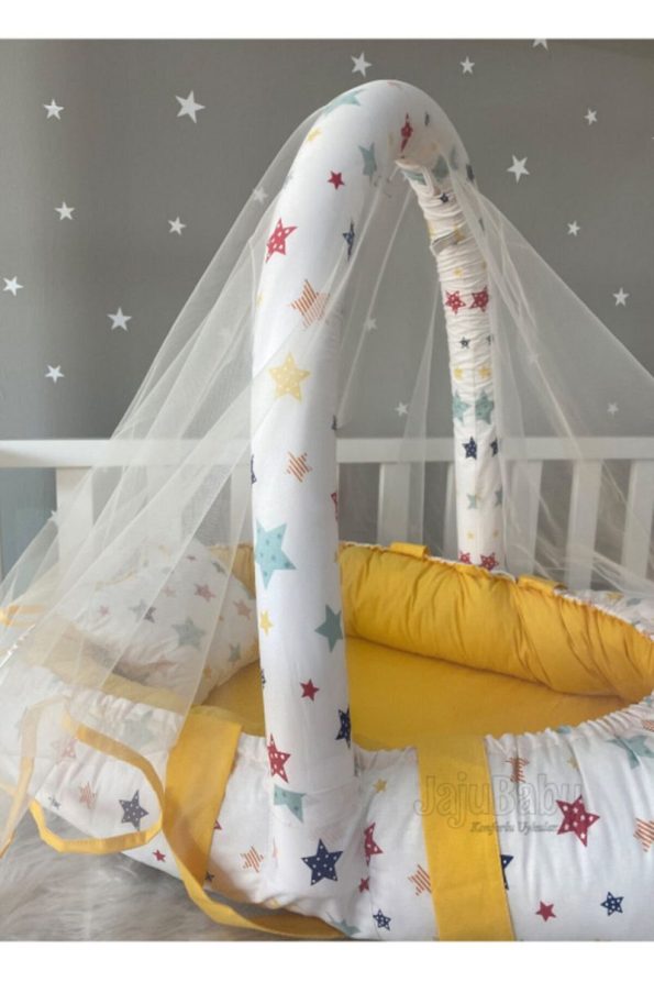 Jaju Baby Nest Starry Yellow Canopy with Toy Hanger