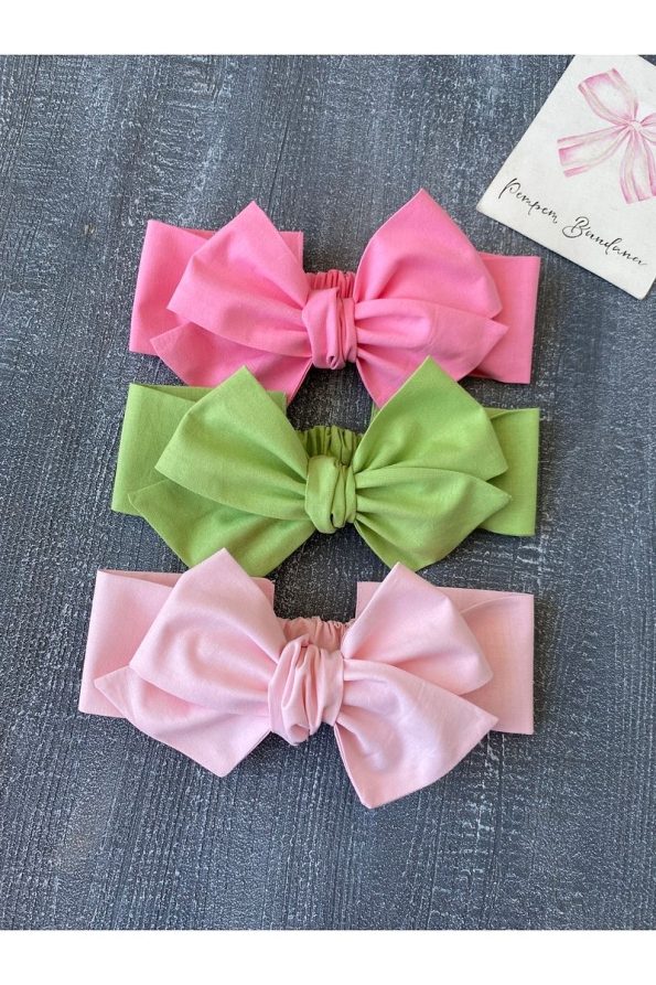 Pink Bow Bandana Set for Baby Girls