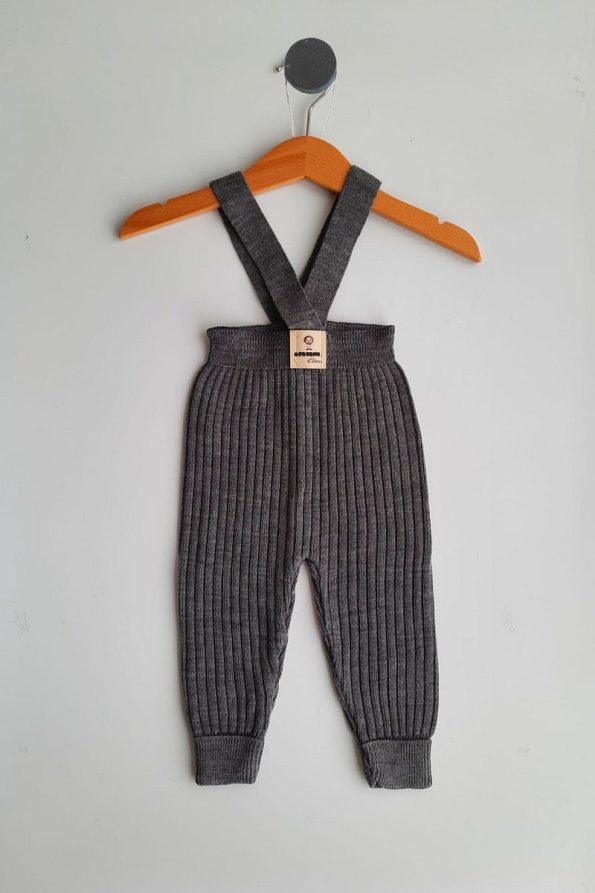 Minytrendy Unisex Baby Adjustable Cross Strap Stretch Knit Leggings 3-24 Months - Charcoal