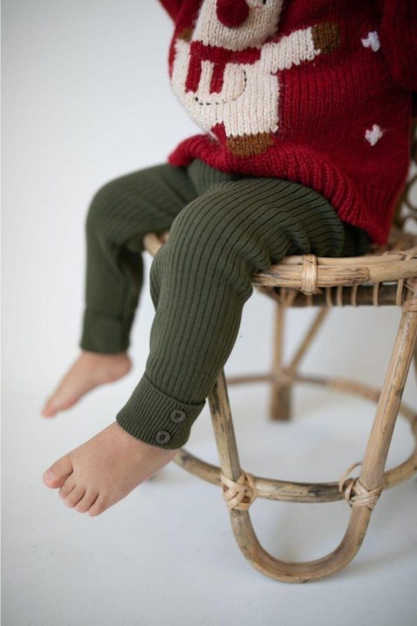gogo bici Button Detail Ribbed Knit Leggings for Girls