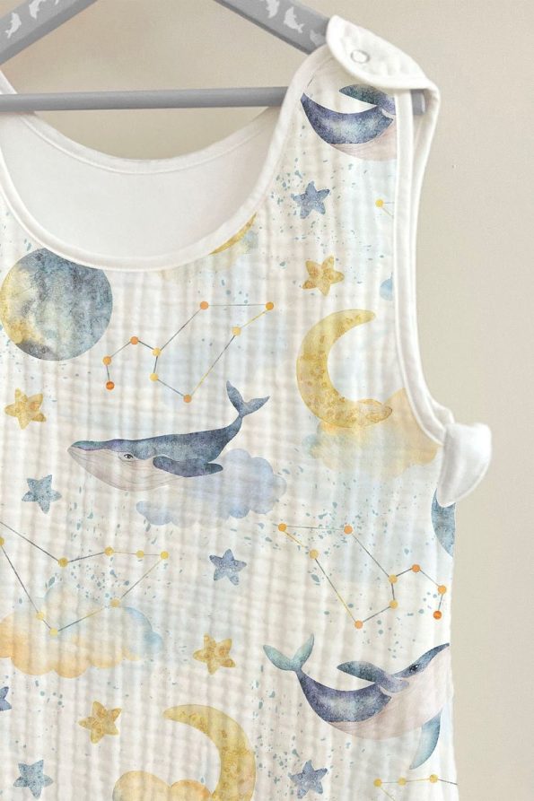 Tuğba Swan 4-Layer Muslin Baby Sleep Sack (0-18 Months) - Whale in the Sky