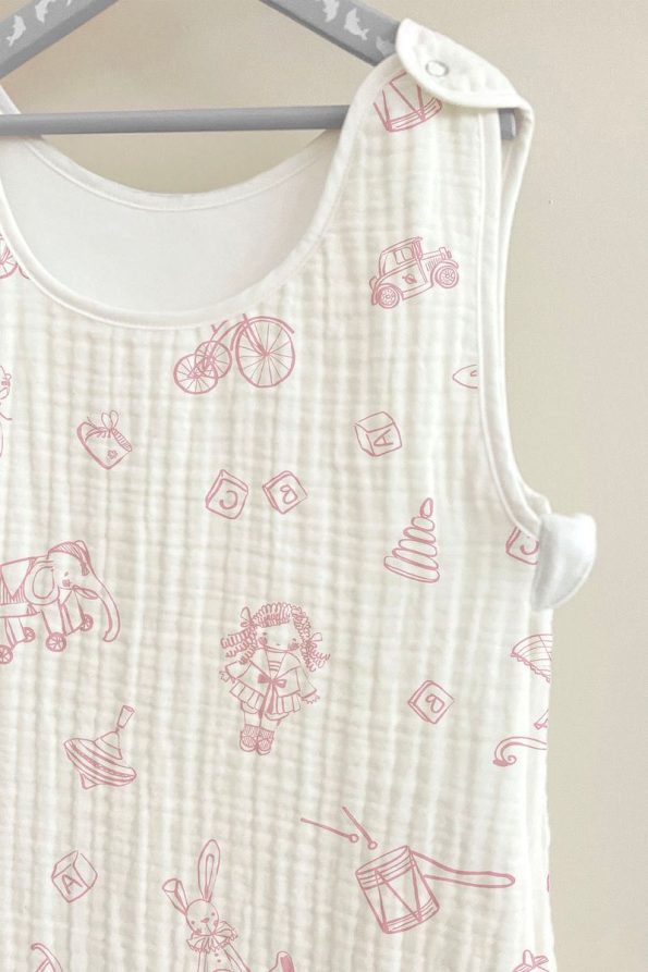 Tuğba Swan 4-Layer Muslin Baby Sleep Bag (0-18 Months) - Vintage Pink Toys