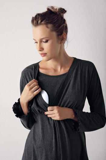 Stretch Cotton Long Sleeve Maternity Pajama Set