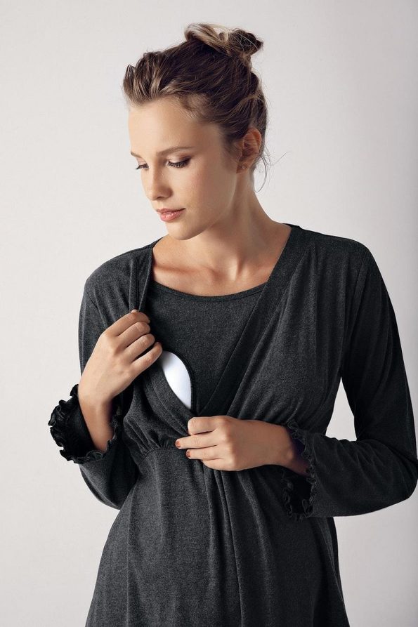 Stretch Cotton Long Sleeve Maternity Pajama Set