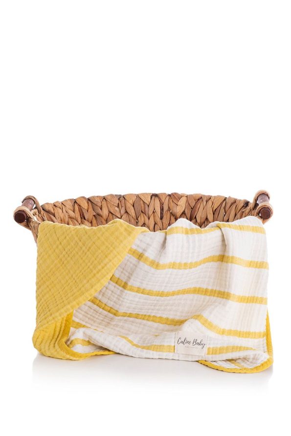 Caline Baby 4-Layer Muslin Blanket 120x120cm - Mustard Striped