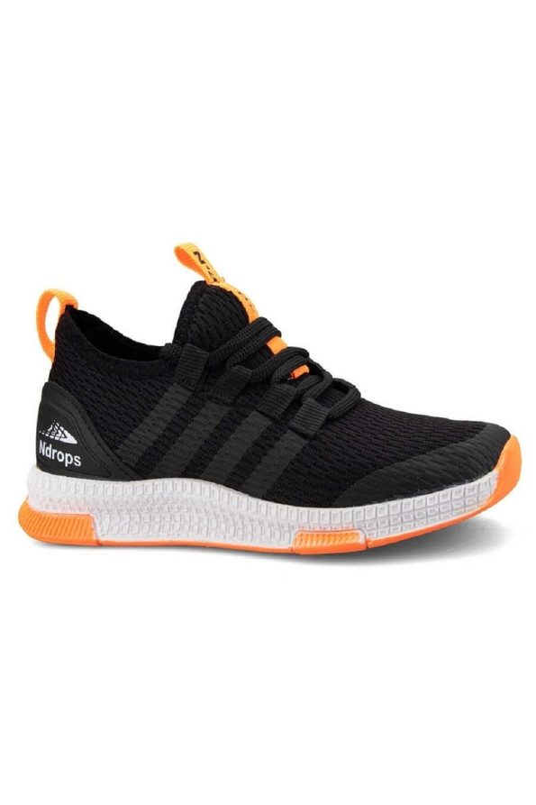KunduraHane Black White Orange Ultra Lightweight Flexible Comfortable Kids' Walking and Sports Shoes