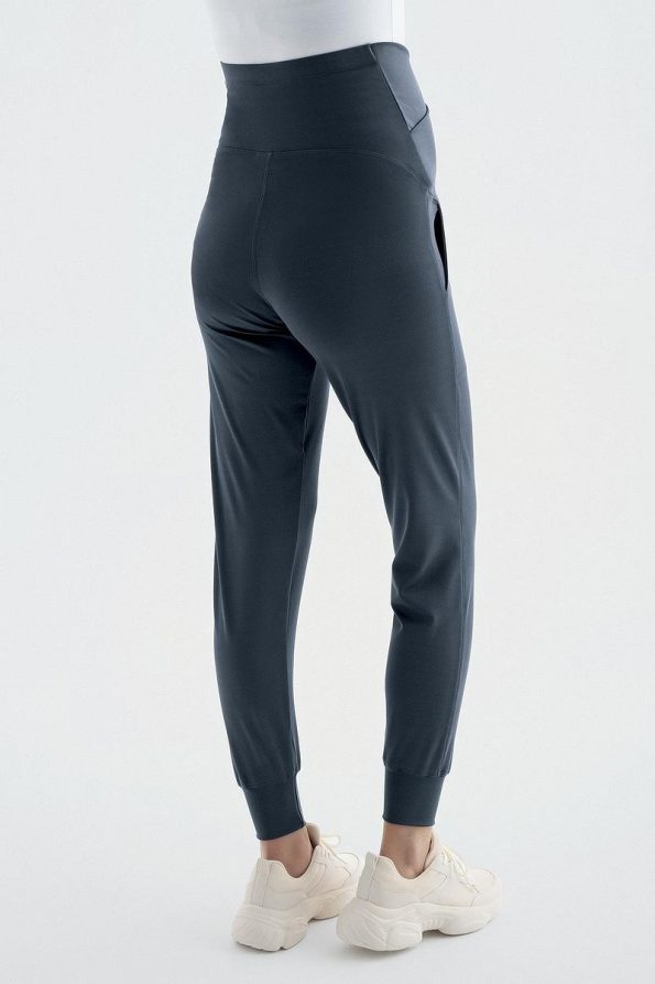 High Waist Pocketed Maternity Jogger Pants with Cross Belt
