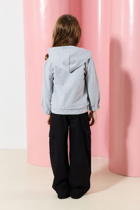 Trendyolmilla Kids Gray Melange Unisex Hooded Cotton Zip-Up Knit Cardigan