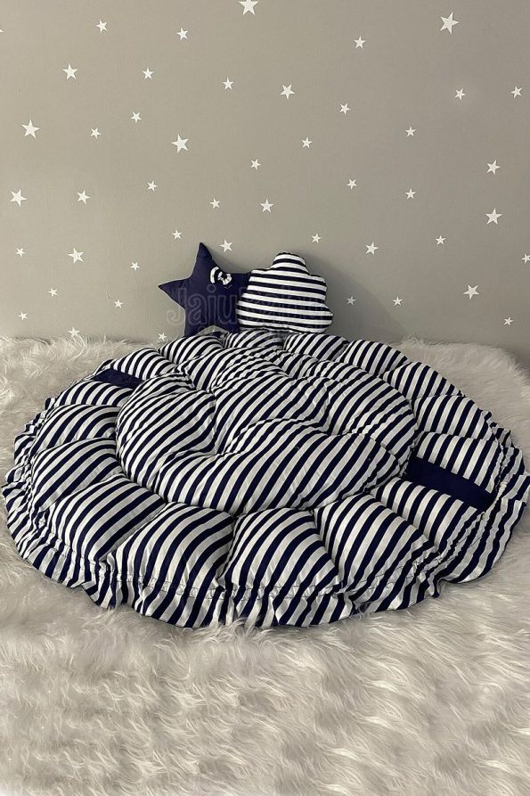 Jaju Baby Nest Navy Striped Convertible Play Mat