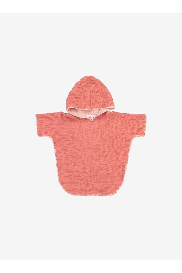 Barine Cocoon 4-Layer Muslin Baby Poncho Coral