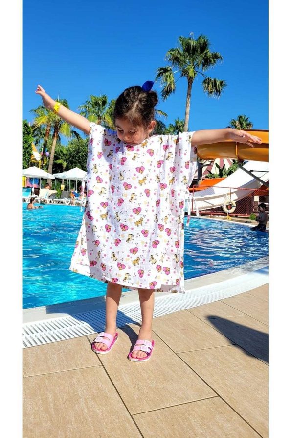 Alpar Textile Muslin Hooded 100% Cotton Kids Beach Poncho - Horse