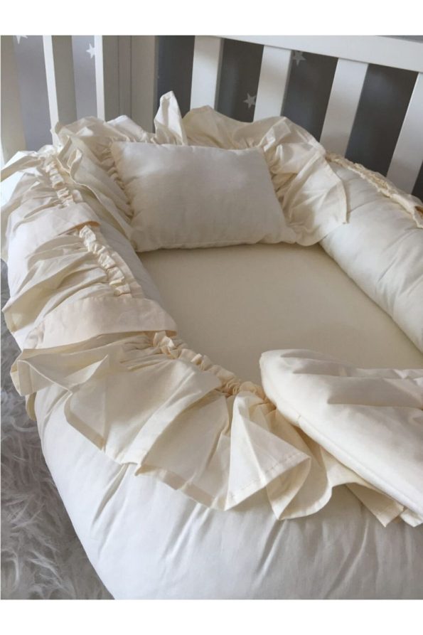 Jaju Baby Nest Cream Ruffled Luxury Design Co-Sleeping Baby Nest