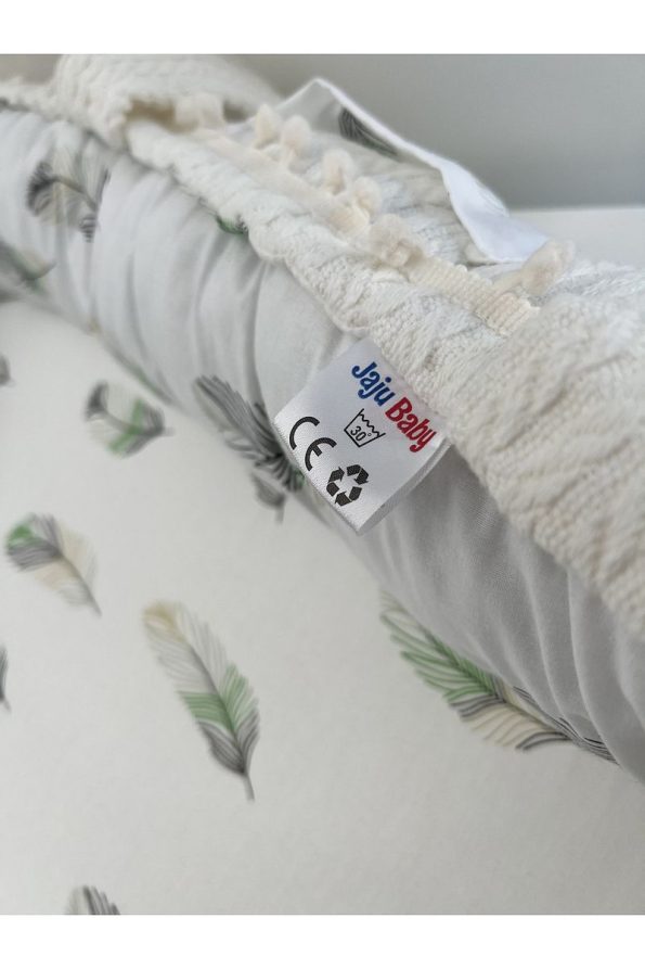 Jaju Baby Nest Knitted Fabric Feather Pattern Canopy Baby Nest and Blanket Set