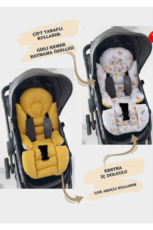 Jaju Baby Yellow Butterfly Stroller Cushion