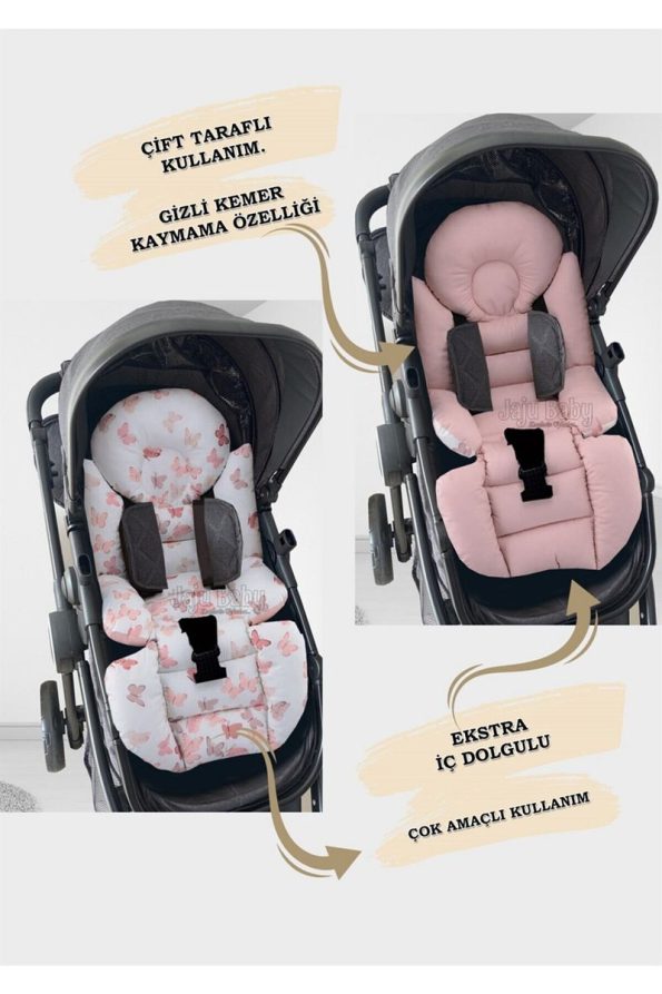 Jaju Baby Pink Butterfly Stroller Cushion