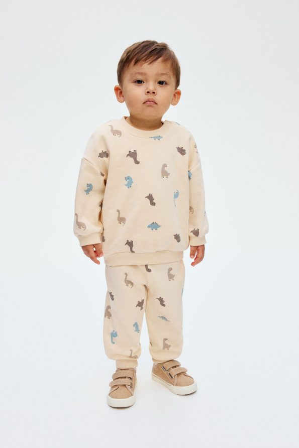 2-Piece Printed Fleece-Lined Sweatshirt Set