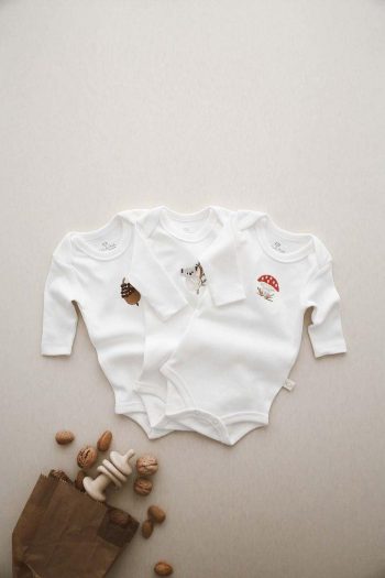 Set of 3 Embroidered Long-Sleeve Bodysuits