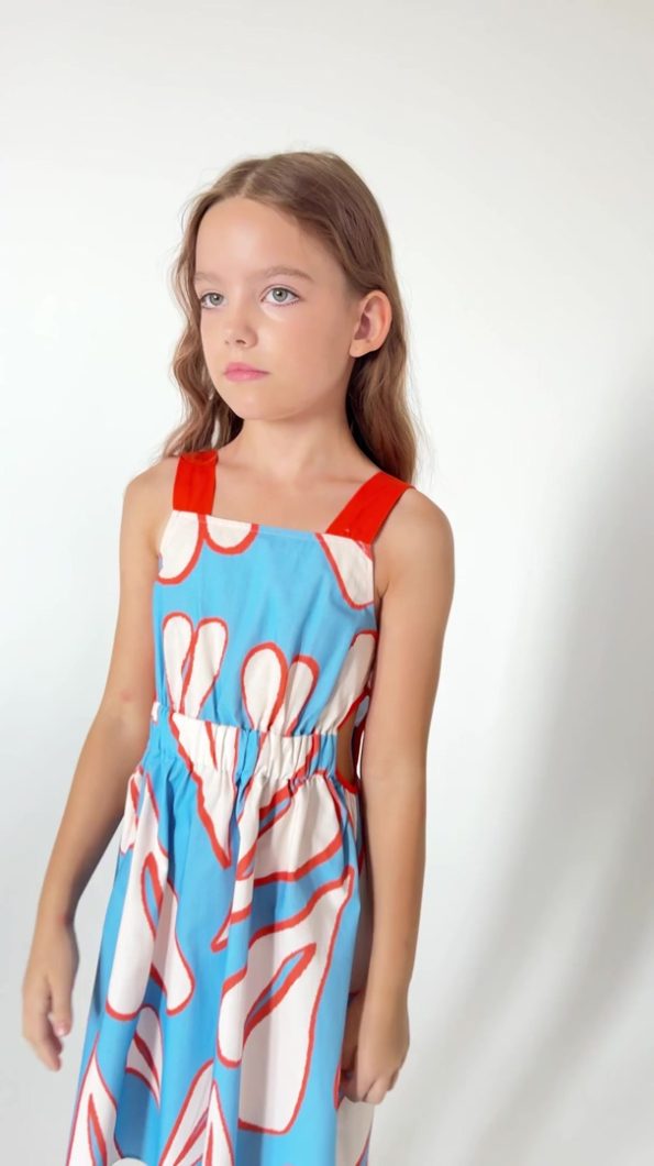 SheShe Orange Strappy Dress for Girls