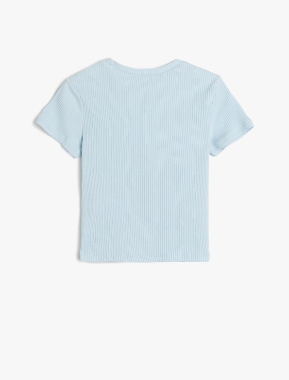 Girls' Butterfly Embroidered Cotton Crop T-Shirt