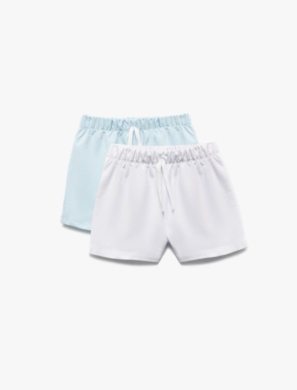 Girls' Cotton Elastic Waist Bermuda Basic 2-Pack Shorts Set