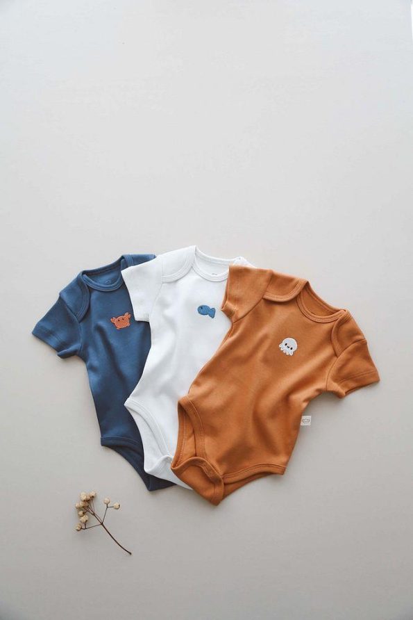 Set of 3 Embroidered Snap Bodysuits Model 4