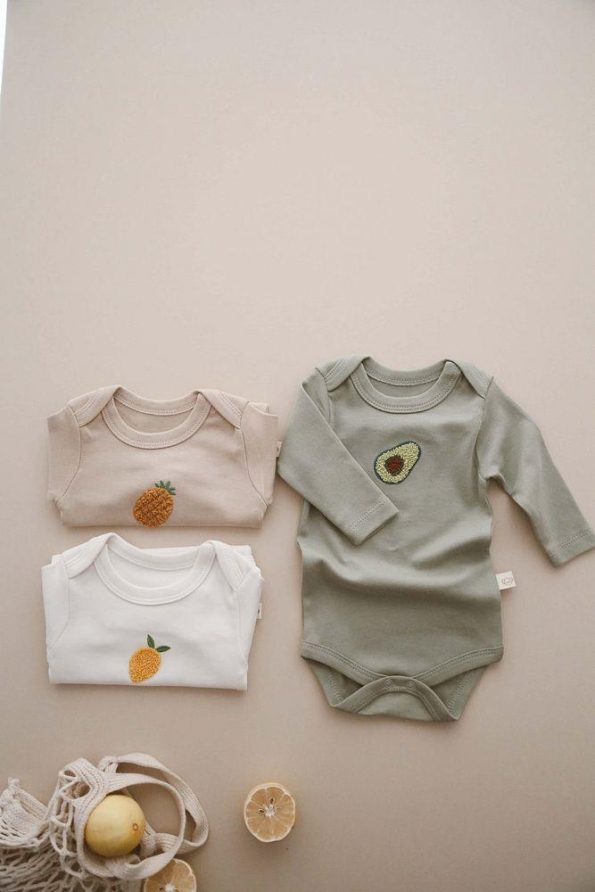 Set of 3 Embroidered Long Sleeve Bodysuits